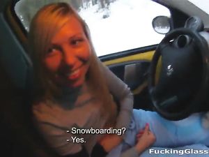 Snowy Day Blowjob In The Car From A Blonde Hottie