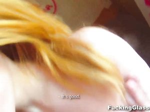 Redhead In Leather Fucked In The Public Stairwell