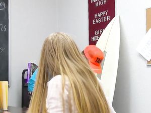 Sticky Man Juice On Her Body After Fucking In The Classroom